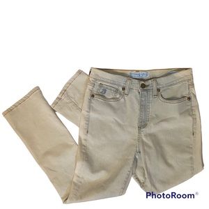 DRAPER JAMES JEANS PALE BLUE FADE OMBRÉ STRETCH DENIM CROPPED ANKLE USA SIZE 28